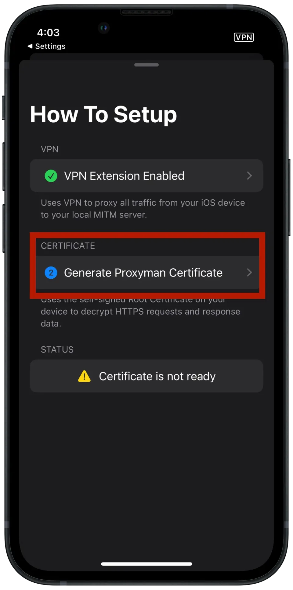 Generate Proxyman Certificate